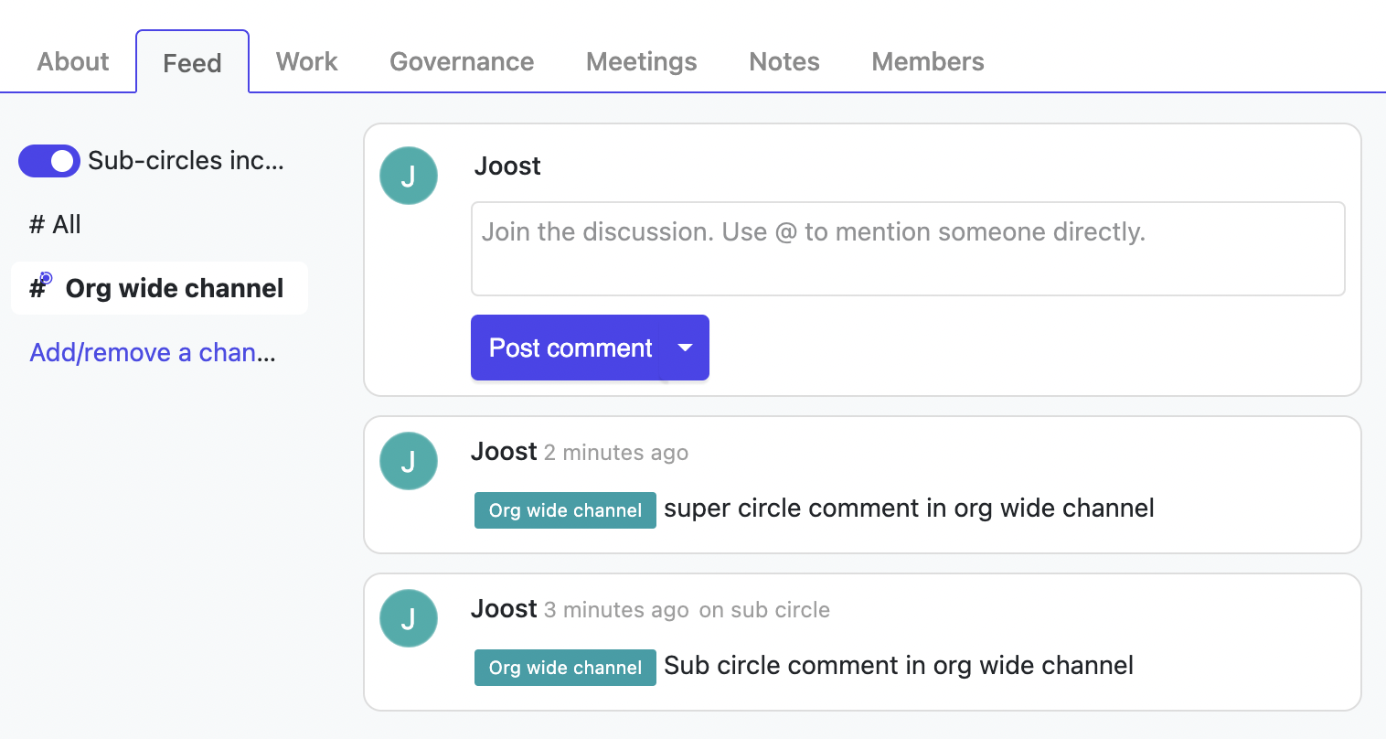 Nestr - Organisation wide channels